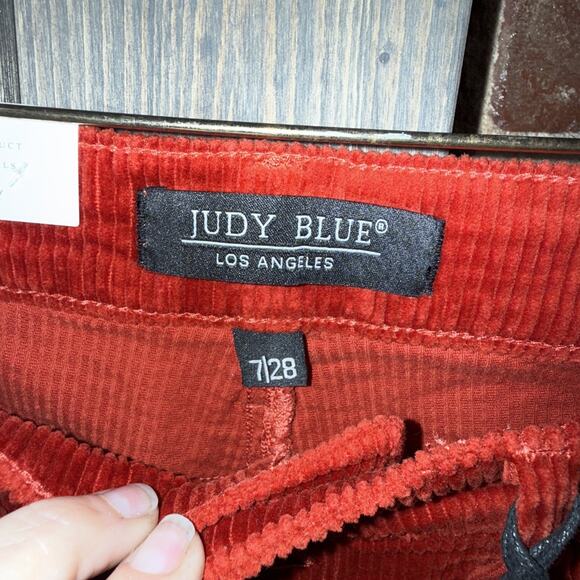 Judy Blue Corduroy Pants 7/28 Rust Ankle Straight High Waist NWT Preppy Boho - Picture 4 of 9